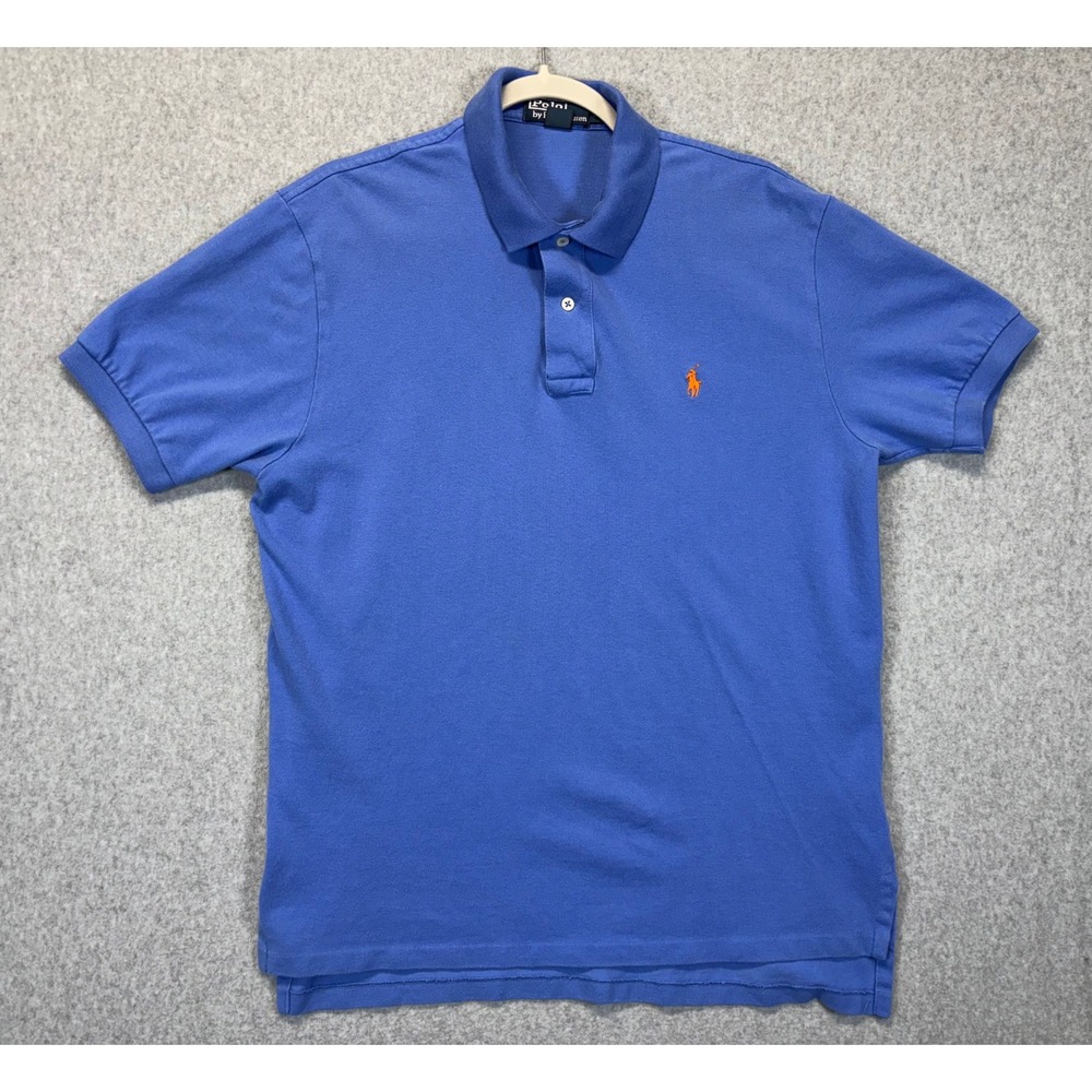Polo Ralph Lauren Mens Large Blue Short Sleeve Cotton Pique Polo Shirt